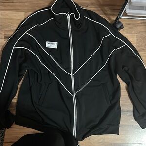 Women’s track suit Balmain Black Jacket with White Accents and matching pants